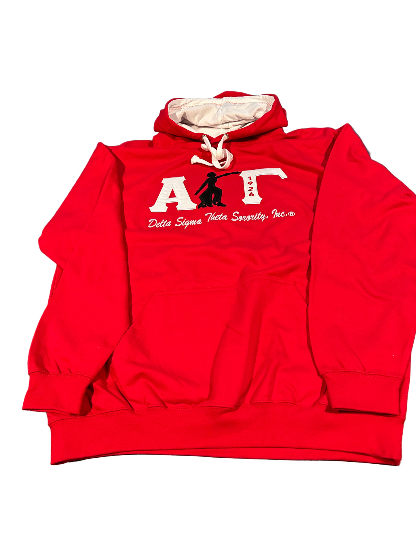 Alpha Gamma with Fortitude Mid-Weight Contrast Hooded Sweatshirt