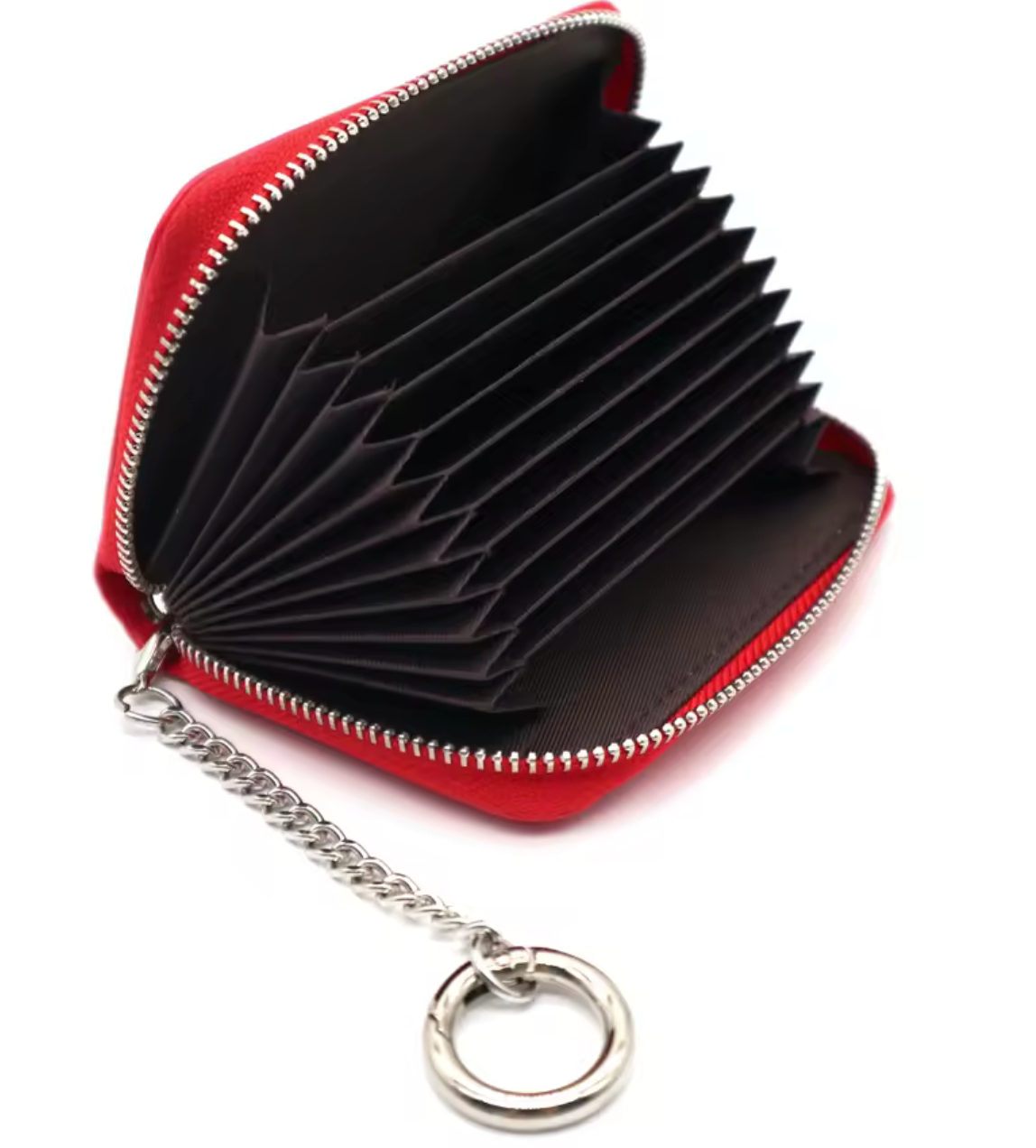 Red DST PU Leather Credit Card Holder Wallet and Keychain