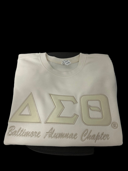 DST Custom Chapter Cream Monochrome Ladies Crewneck Pullover