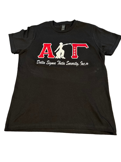 Alpha Gamma with Fortitude Embroidered Ladies T-Shirt