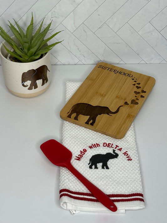 Trunk Full of Love: The Elephant Heart Cutting Board and Kitchen Towel Set