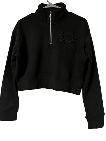 1/4 Zip Crop Sweatshirt with DST violet Logo