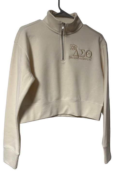 1/4 Zip Crop Sweatshirt with DST violet Logo