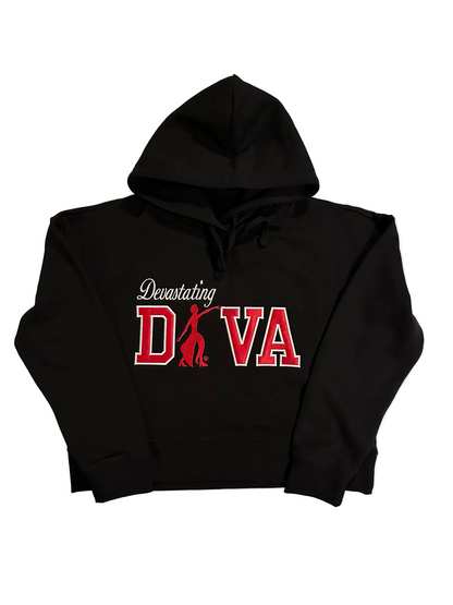 DST Devastating Diva Modest Crop Hoodie with Red Lady of Fortitude