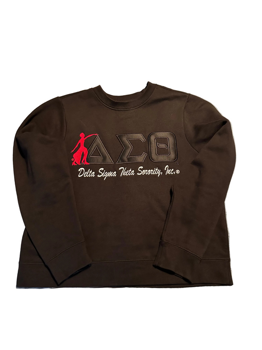 DST Monochrome with Red Lady of Fortitude Ladies Sweatshirt