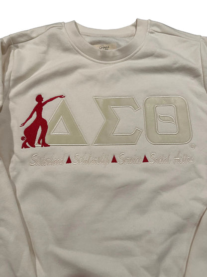 Monochrome DST Crewneck Sweatshirt with Red Fortitude and Pyramids