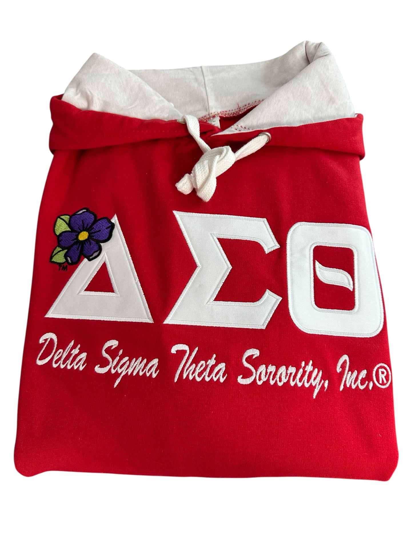 DST Red & White Contrast Hooded Sweatshirt with Violet