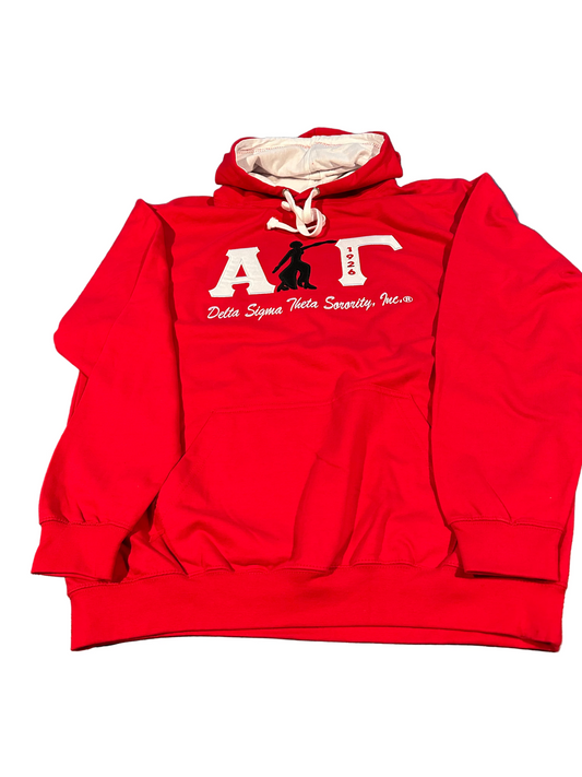 Alpha Gamma with Fortitude Mid-Weight Contrast Hooded Sweatshirt