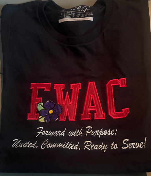 Fort Washington Alumnae Chapter (FWAC) Embroidered T-Shirt Tag Line