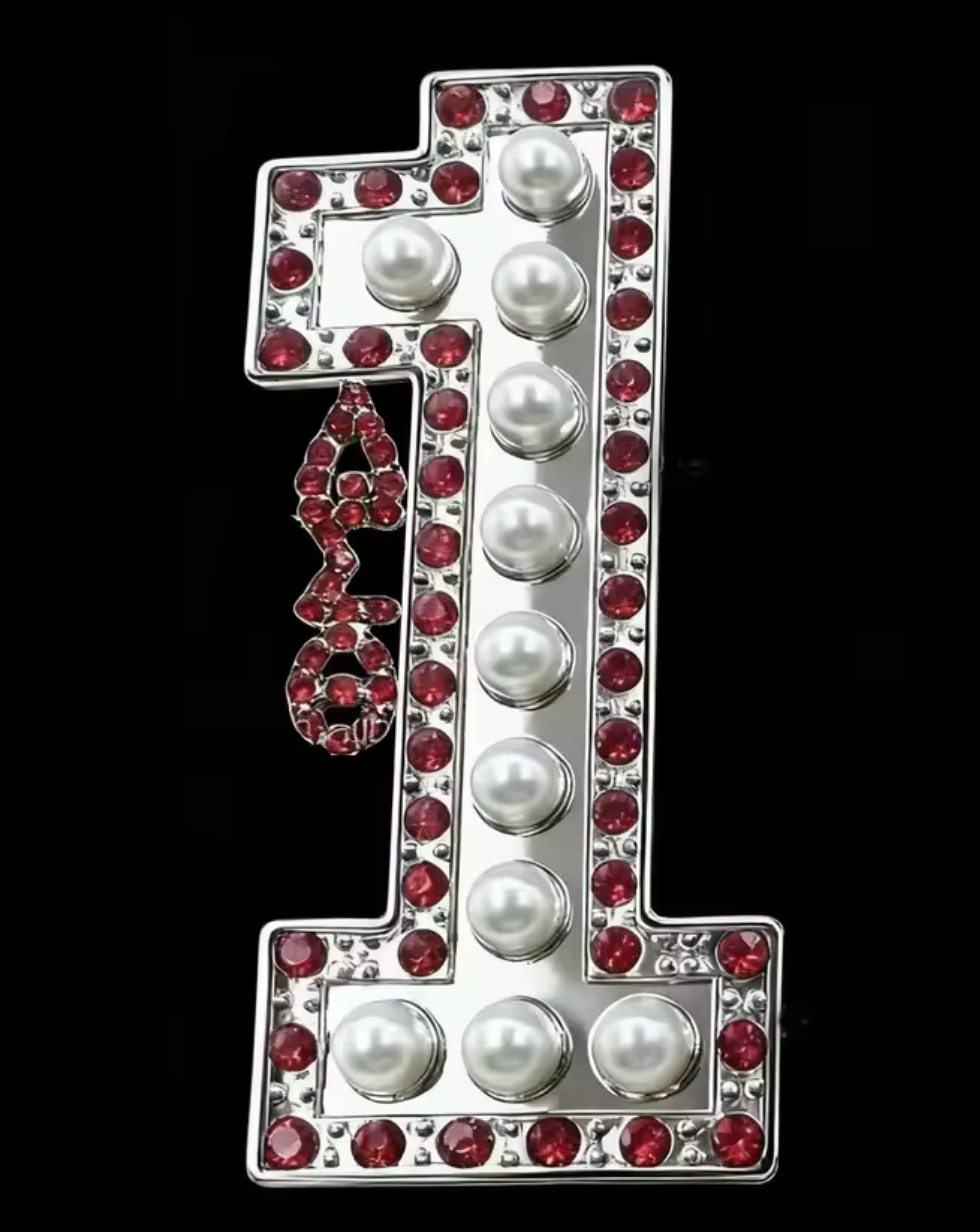 Rhinestone Number Pin 1-50