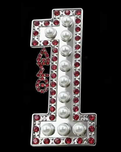 Rhinestone Number Pin 1-50