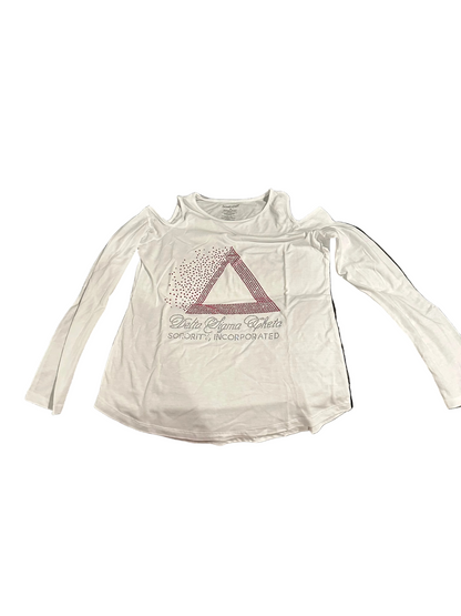 Cold Shoulder Pyramid Bling Ladies T-Shirt