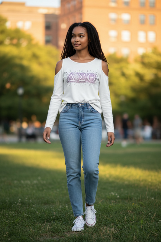 DST Cold Shoulder Bling Ladies T-Shirt